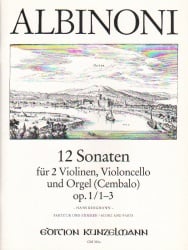 12 Sonatas, Op. 1, Nos. 1-3 - 2 Violins, Cello and Organ (or Piano)