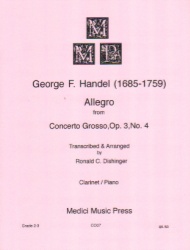 Allegro from Concerto Grosso, Op. 3, No. 4 - Clarinet and Piano
