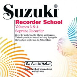 Suzuki Recorder School, Vol. 3 and 4 (Soprano) - CD Only