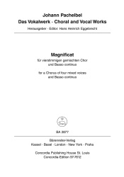 Magnificat for Mixed Chorus and Bass continuo - Choral Score