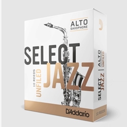 D'Addario Select Jazz Unfiled Alto Saxophone Reeds - 10 Count Box