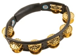 LP174 Cyclops Hand Held Tambourine - Dimpled Brass Jingles, Black