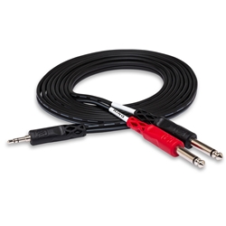 Hosa Stereo Breakout Cable 3.5 mm TRS to Dual 1/4 in TS - 10 ft