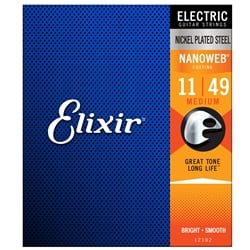 Elixir 12102 Nickel Plated Steel Medium (.011-.049) Electric Guitar Strings with Nanoweb Coating