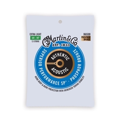 Martin MA500 Phosphor Bronze Extra Light (10-47) Authentic Acoustic SP 12-String Guitar Strings