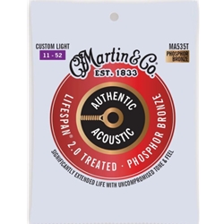 Martin MA535T Phosphor Bronze Custom Light 11-52 Authentic Acoustic LIfespan 2.0 Guitar Strings