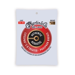 Martin MA540T Phosphor Bronze Light 12-54 Authentic Acoustic Lifespan 2.0 Guitar Strings