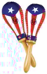 LP393-PR Salsa Rawhide Maracas, Puerto Rican Flag