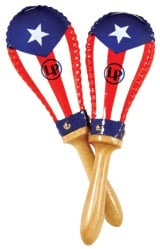 LP393-PR Salsa Rawhide Maracas, Puerto Rican Flag